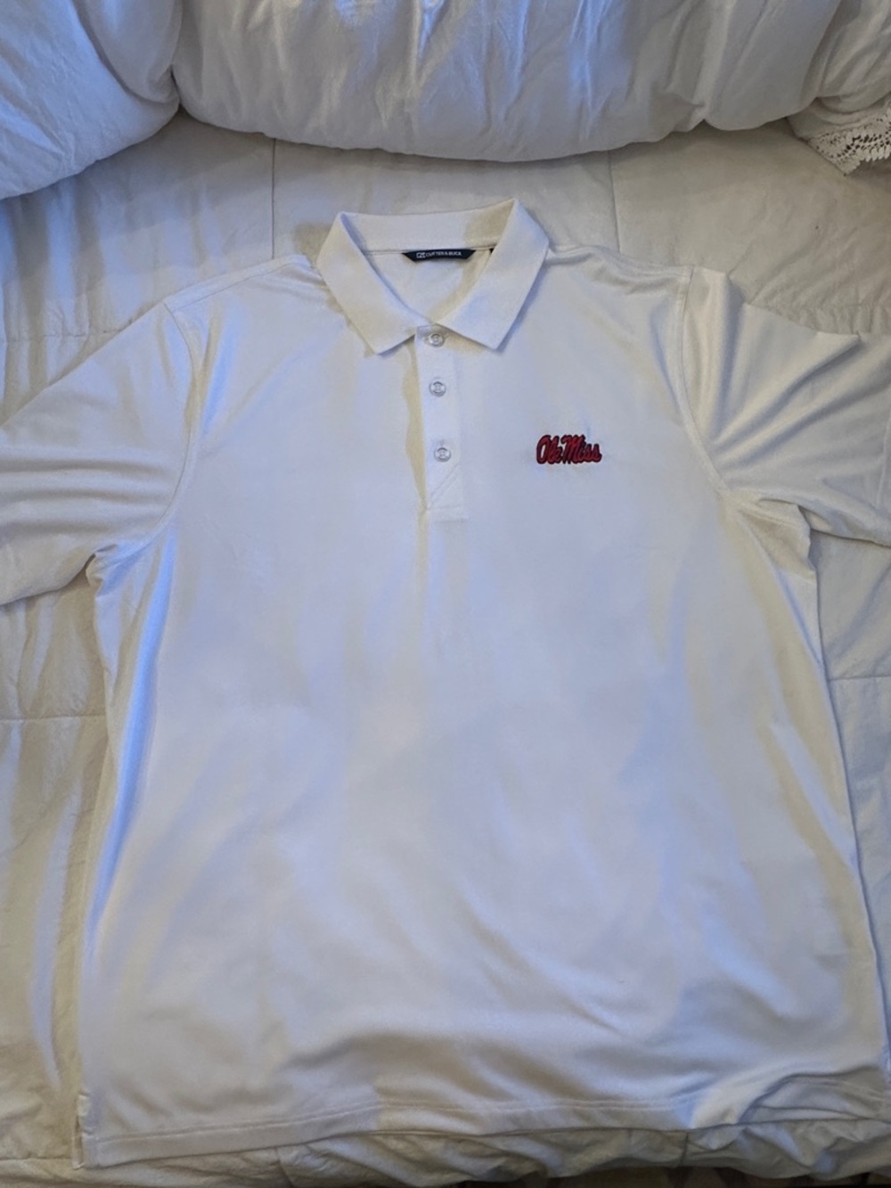 Cutter & Buck Men's White Ole Miss Polo Shirt - XL